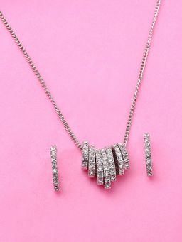 Estele - Rhodium Plated Charming Necklace Set with Crystals for Women